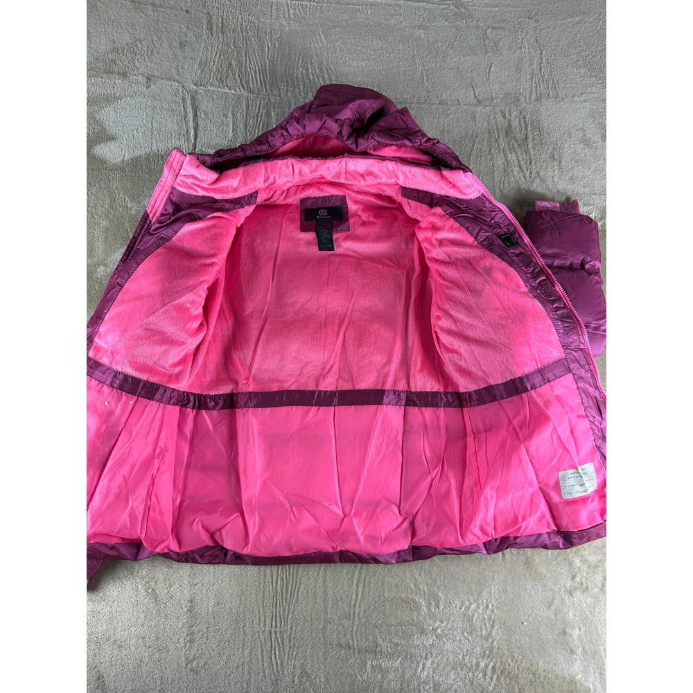 Champion Girls Puffer Jacket Magenta Pink Faux Fur Lined Hooded XL 14-16 NEW - Picture 13 of 17
